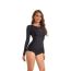 Fashion Black Long Sleeve Sun Protection One Piece Swimsuit