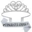 Fashion Silver Suit [satin Cloth] Alloy Diamond Crown Letter Shoulder Strap Ceremonial Belt Set