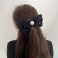 Fashion Beige Lace Pearl Clip Fabric Lace Pearl Bow Hair Clip