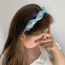 Fashion Blue Mesh Pearl Pleated Headband Organza Pearl Pleated Headband