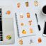 Fashion Orange-drank-53pcs 53 Hand-painted Food Waterproof Stickers