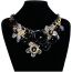 Fashion 5 Black Acrylic Flower Geometric Necklace