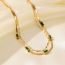 Fashion Gold Titanium Steel Square Diamond Snake Bone Double Layer Necklace