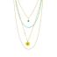 Fashion Golden Turquoise Eyes Four-layer Chain Titanium Steel Geometric Chain Eyes Multi-layer Necklace