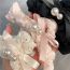 Fashion Light Pink Fabric Pearl Bow Clip
