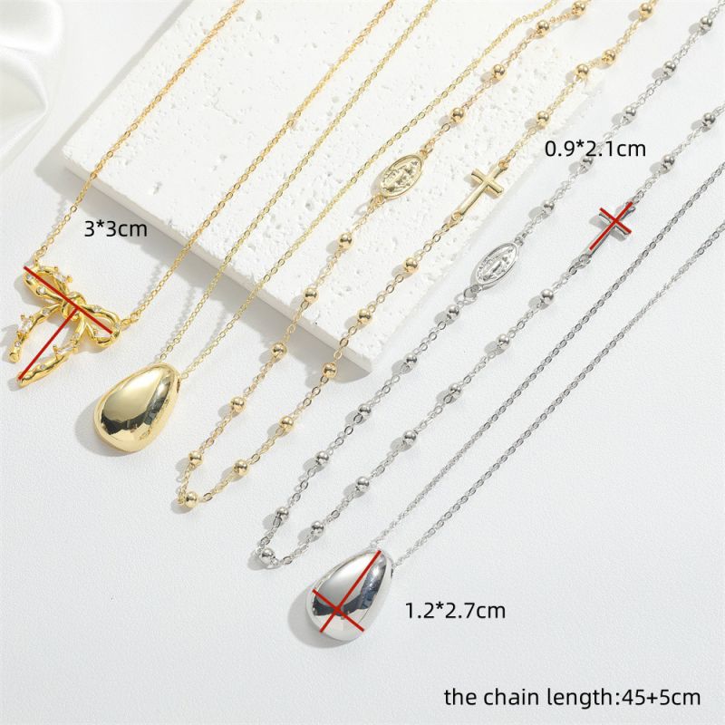 Fashion Water Drop (silver) Gold-plated Copper Drop-shaped Necklace