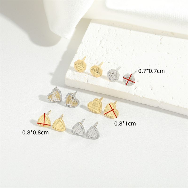 Fashion Triangle (silver) Gold-plated Copper Triangular Stud Earrings