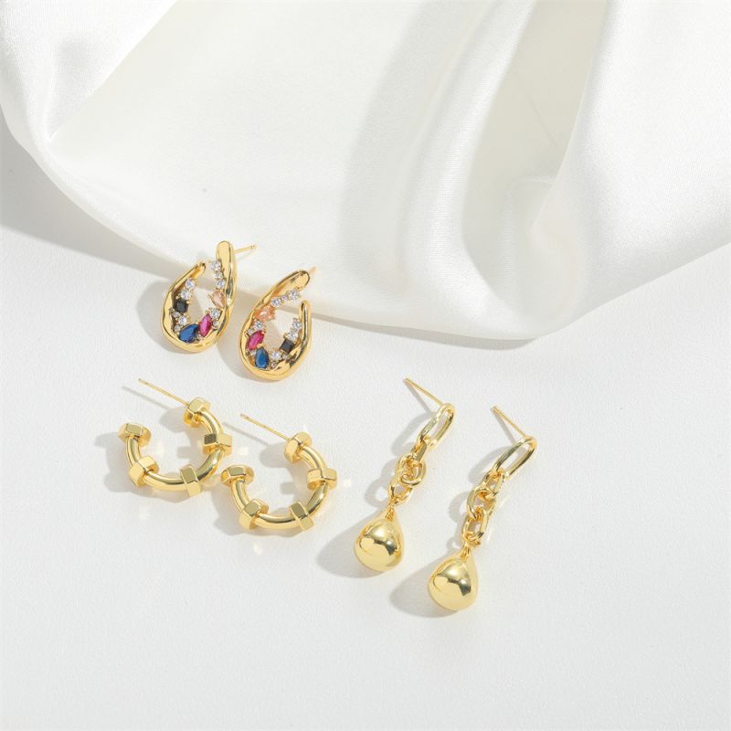 Fashion Water Drop Style Copper Geometric Earrings