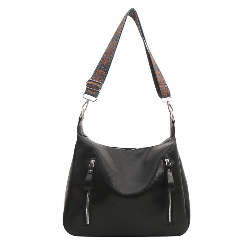 Fashion Black Pu Large Capacity Shoulder Bag
