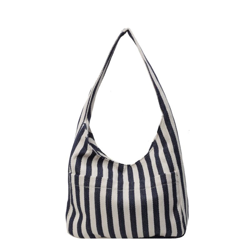 Fashion Claret Large Capacity Striped Shoulder Bag