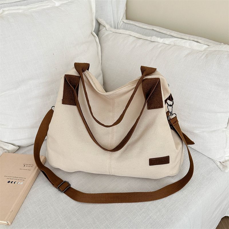 Fashion White Canvas Large Capacity Shoulder Bag