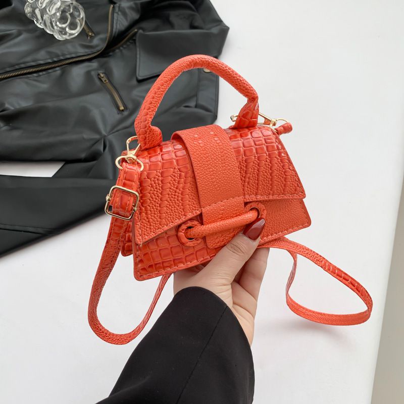 Fashion Orange Color Pu Flap Crossbody Bag