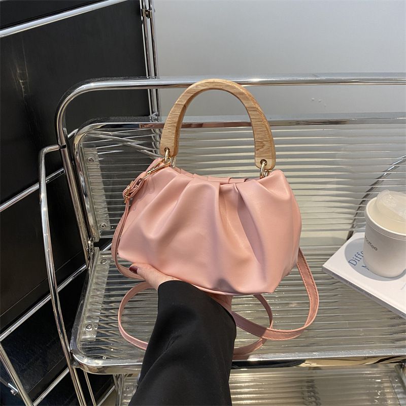 Fashion Pink Pleated Large Capacity Crossbody Bag