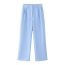 Fashion Blue Polyester Pleated Wide-leg Trousers