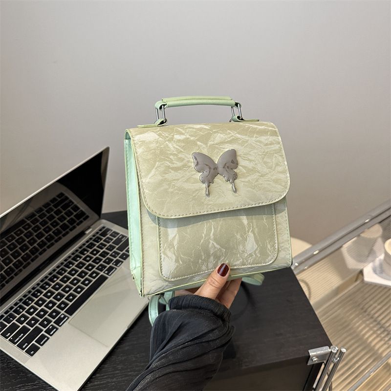Fashion Green Pu Flip Backpack