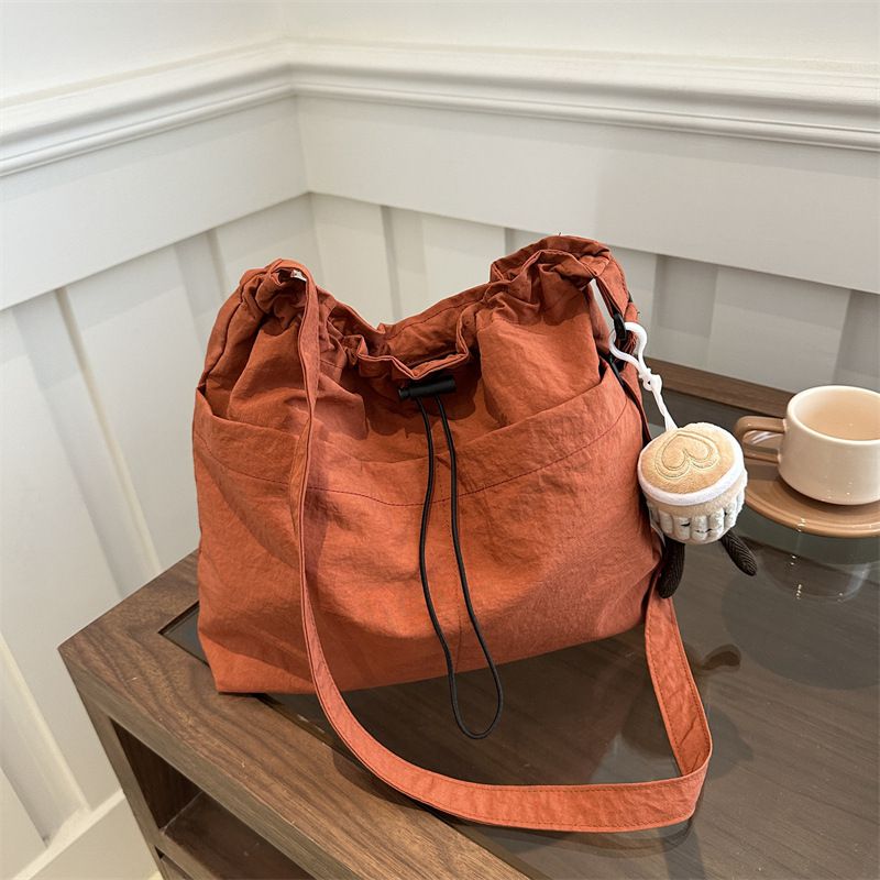 Fashion Orange Belt Pendant Pu Large Capacity Shoulder Bag