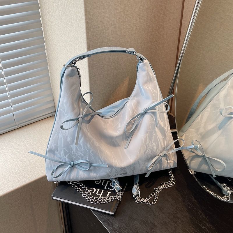 Fashion Blue Pu Large Capacity Shoulder Bag