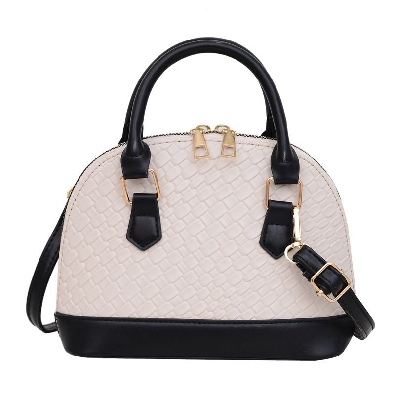Fashion Black And White Color Pu Large Capacity Crossbody Bag