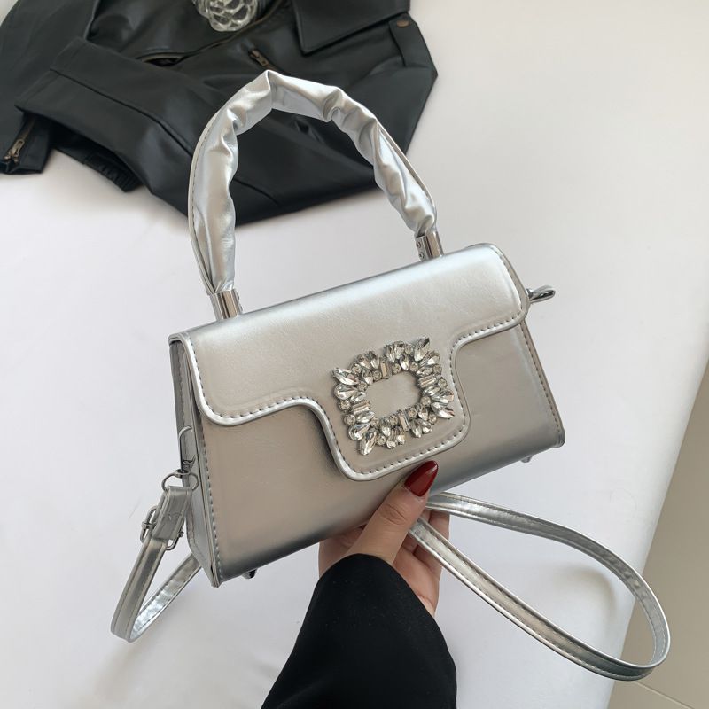 Fashion Silver Pu Flap Crossbody Bag