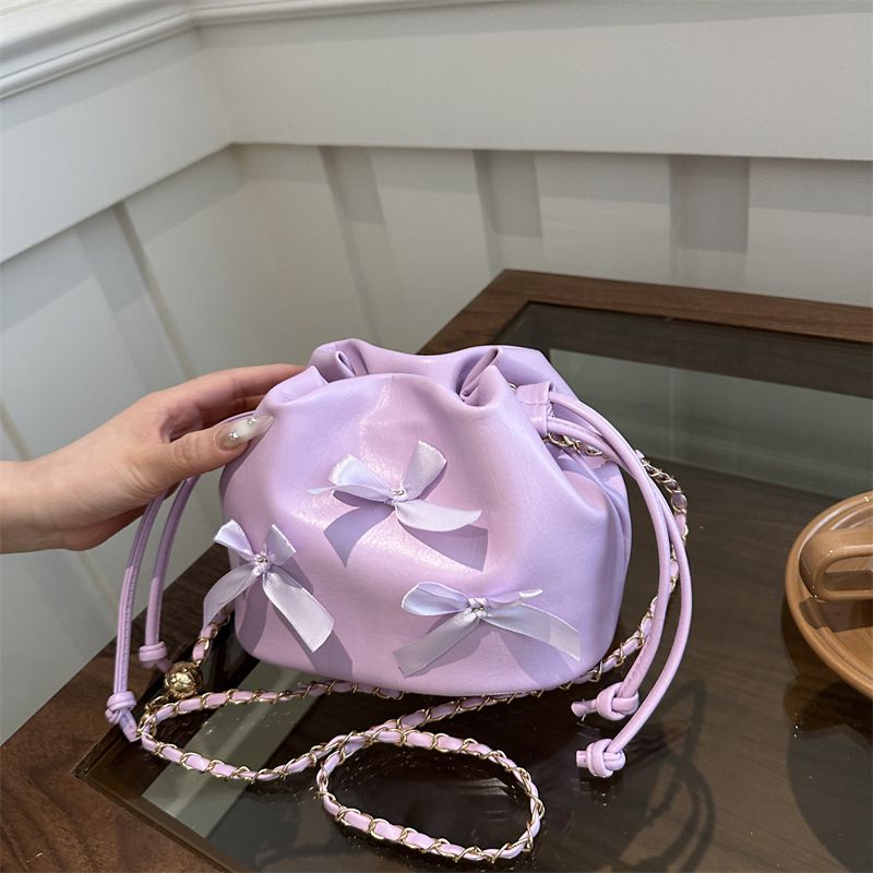 Fashion Pink Soft Drawstring Crossbody Bag