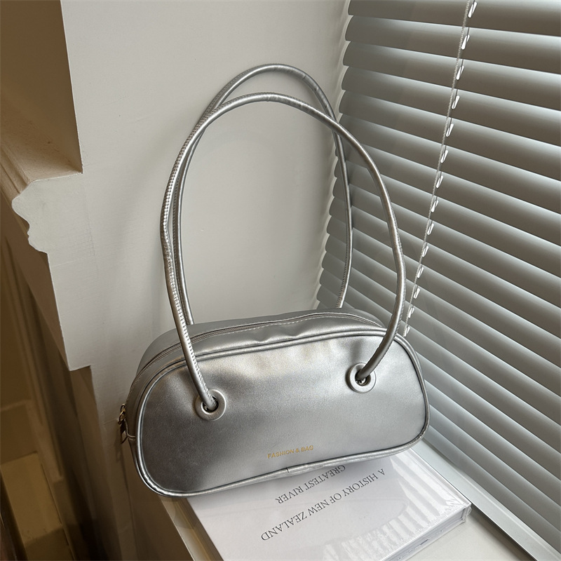 Fashion Silver Pu Large Capacity Handbag