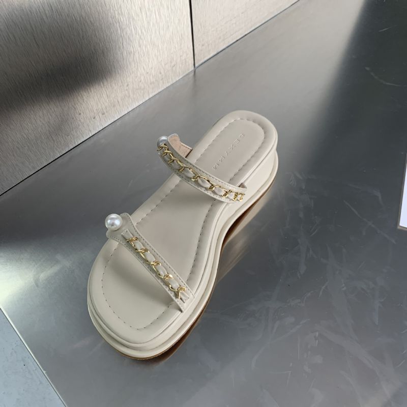 Fashion Apricot Strap Platform Sandals