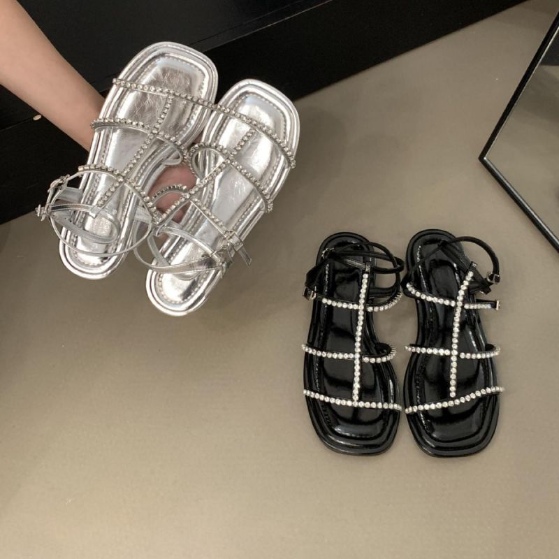 Fashion Black Flat Strappy Sandals