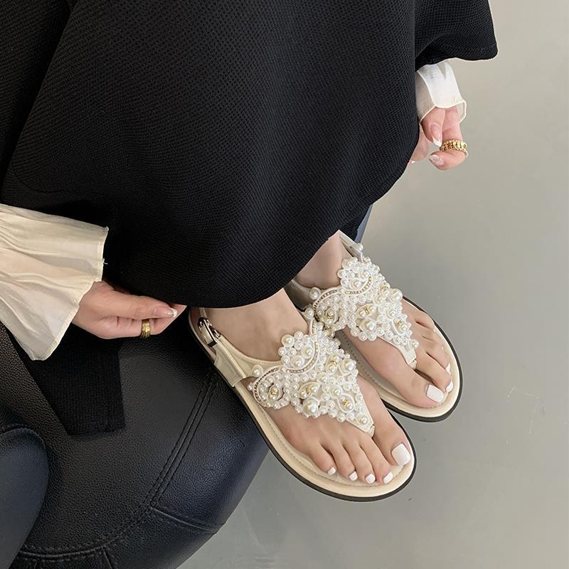 Fashion Apricot Flat Thong Sandals