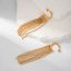 Fashion Gold Stainless Steel Tassel Hoop Earrings