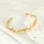 Fashion Gold Titanium Steel Pearl Open Bracelet