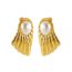 Fashion Gold Titanium Steel Scalloped Pearl Stud Earrings