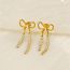 Fashion Gold Stainless Steel Diamond Bow Earrings