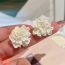 Fashion White Camellia Earrings