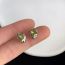Fashion Green Metal Diamond Liquid Stud Earrings