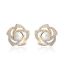 Fashion Gold Metal Diamond Rose Earrings