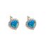 Fashion Blue Metal Diamond Love Earrings