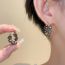 Fashion Black Metal Diamond Round Earrings