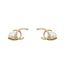 Fashion Gold Metal Diamond Double C Pearl Stud Earrings