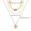 Fashion Gold Rice Beads And Shell Beaded Multi-layer Necklace