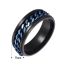 Fashion Blue Ring + Black Chain Stainless Steel Chain Men's Ring