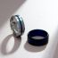 Fashion Blue+silver Stainless Steel Round Men's Ring
