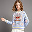 Fashion Blue Embroidered Crew Neck Pullover Sweater