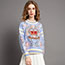 Fashion Blue Embroidered Crew Neck Pullover Sweater