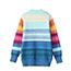 Fashion Blue Rainbow Knitted Embroidered Crew Neck Pullover Sweater