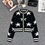 Fashion Red Knitted Contrast Star Single-breasted Cardigan