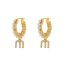 Fashion Pearl Ear-rings Copper Diamond Pearl Letter Hoop Earrings