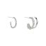 Fashion Silver Asymmetrical Stud Earrings Metal Inlaid Zirconium Geometric Irregular C-shaped Earrings