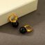 Fashion Black Pearl Earrings Metal Geometric Pearl Earrings