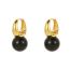 Fashion Black Pearl Earrings Metal Geometric Pearl Earrings