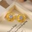 Fashion Medieval Style Ear Clips Metal Diamond Round Stud Earrings